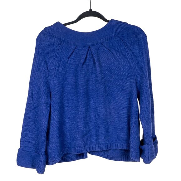 Nicole Miller Cardigan Sweater L Womens Blue Button Pockets Knit Acrylic Stretch - Picture 6 of 6
